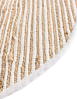 Natural 2' 2 x 4' Chindi Jute Semicircle Hearth Rug