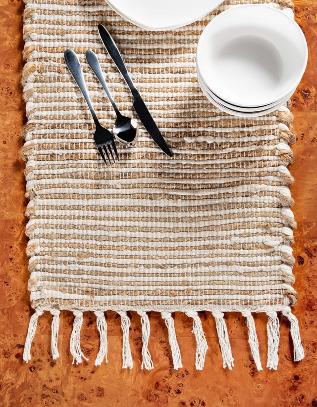 Natural 1' 2 x 5' 1 Chindi Jute Table Runner