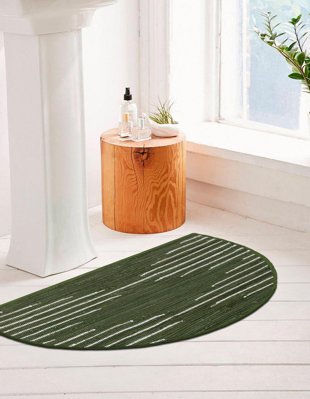 Green 2' 2 x 4' Chindi Cotton Semicircle Hearth Rug