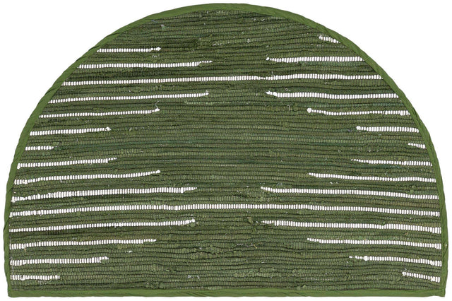 Green 2' 2 x 4' Chindi Cotton Semicircle Hearth Rug