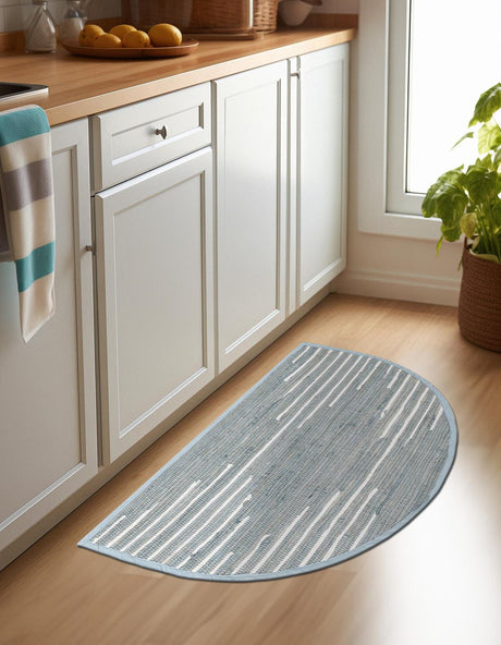Light Gray 2' 2 x 4' Chindi Cotton Semicircle Hearth Rug