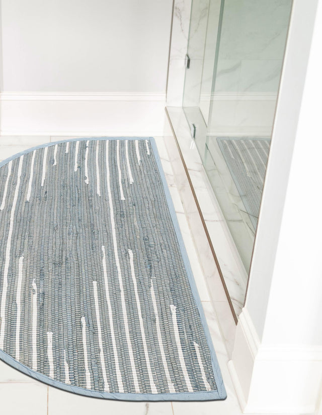 Light Gray 2' 2 x 4' Chindi Cotton Semicircle Hearth Rug