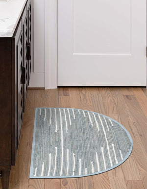 Light Gray 2' 2 x 4' Chindi Cotton Semicircle Hearth Rug