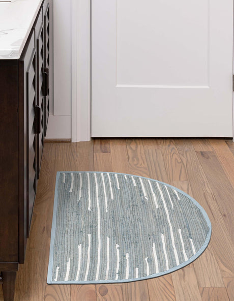 Light Gray 2' 2 x 3' 7 Chindi Cotton Hearth Half-Round Semicircle Area Rug Interior Design Home Decor Carpet Mat for Sale at Rug Engine