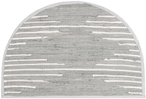 Light Gray 2' 2 x 4' Chindi Cotton Semicircle Hearth Rug