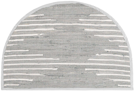 Light Gray 2' 2 x 4' Chindi Cotton Semicircle Hearth Rug