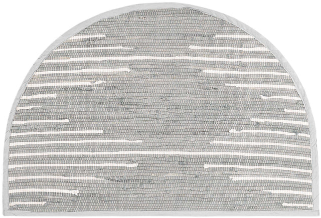 Light Gray 2' 2 x 4' Chindi Cotton Semicircle Hearth Rug