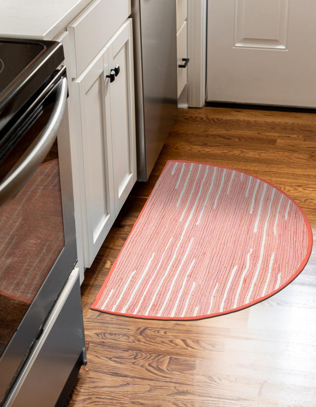 Rose 2' 2 x 4' Chindi Cotton Semicircle Hearth Rug