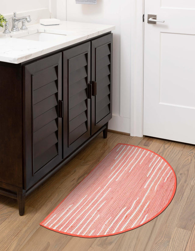 Rose 2' 2 x 4' Chindi Cotton Semicircle Hearth Rug