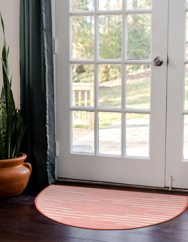 Rose 2' 2 x 4' Chindi Cotton Semicircle Hearth Rug