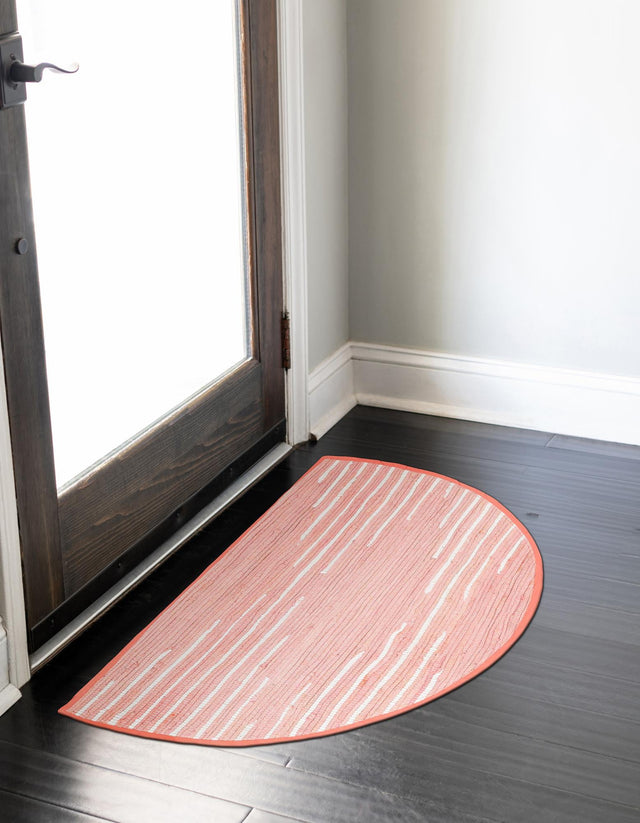 Rose 2' 2 x 4' Chindi Cotton Semicircle Hearth Rug