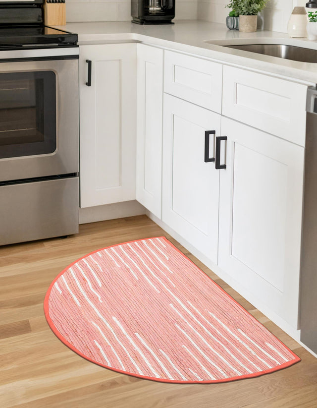 Rose 2' 2 x 4' Chindi Cotton Semicircle Hearth Rug