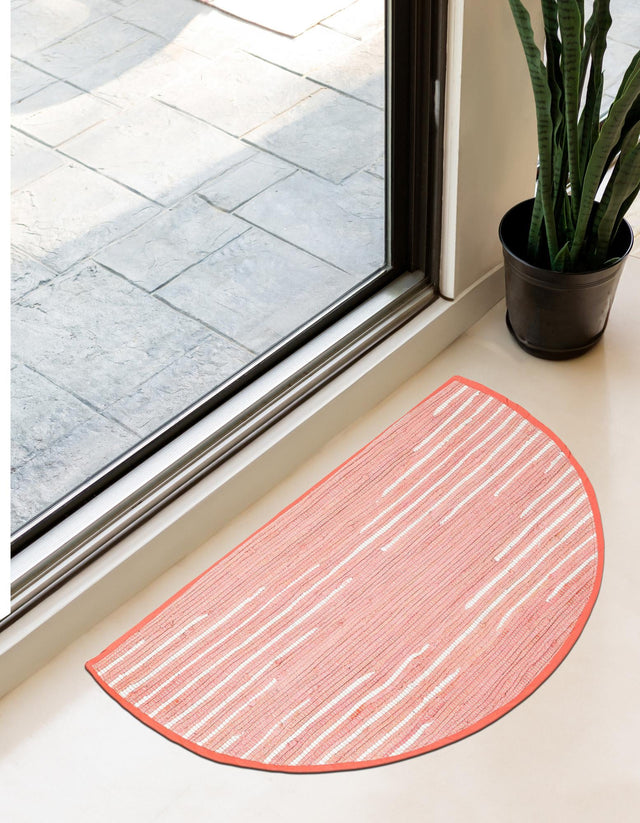 Rose 2' 2 x 4' Chindi Cotton Semicircle Hearth Rug