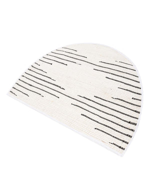 White 2' 2 x 4' Chindi Cotton Semicircle Hearth Rug