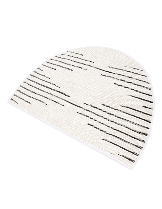 White 2' 2 x 4' Chindi Cotton Semicircle Hearth Rug