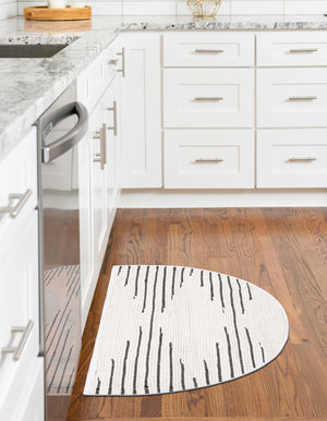 White 2' 2 x 4' Chindi Cotton Semicircle Hearth Rug