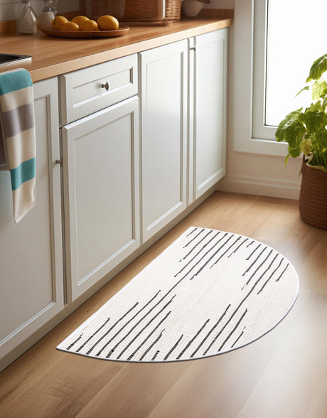 White 2' 2 x 3' 7 Chindi Cotton Hearth Half-Round Semicircle Area Rug Interior Design Home Decor Carpet Mat for Sale at Rug Engine