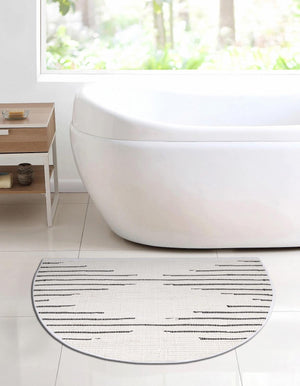 White 2' 2 x 4' Chindi Cotton Semicircle Hearth Rug