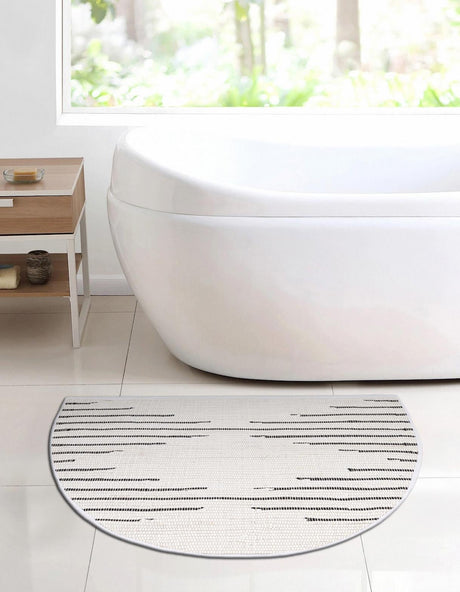 White 2' 2 x 3' 7 Chindi Cotton Hearth Half-Round Semicircle Area Rug Interior Design Home Decor Carpet Mat for Sale at Rug Engine