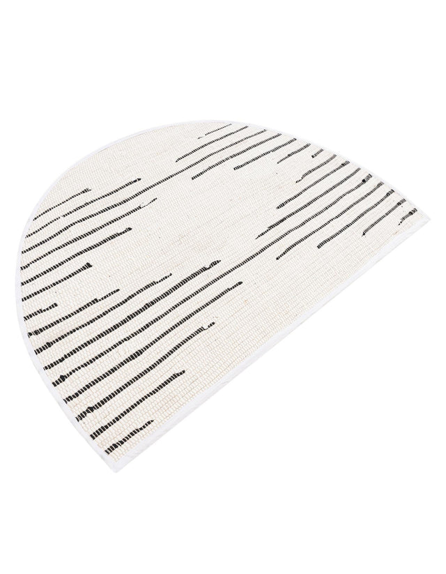 White 2' 2 x 4' Chindi Cotton Semicircle Hearth Rug