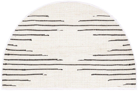 White 2' 2 x 4' Chindi Cotton Semicircle Hearth Rug
