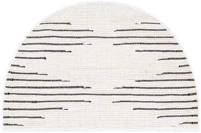 White 2' 2 x 4' Chindi Cotton Semicircle Hearth Rug