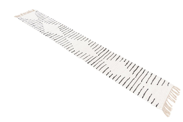 White 1' 2 x 8' Chindi Cotton Table Runner