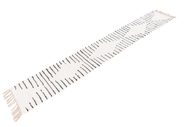 White 1' 2 x 8' Chindi Cotton Table Runner