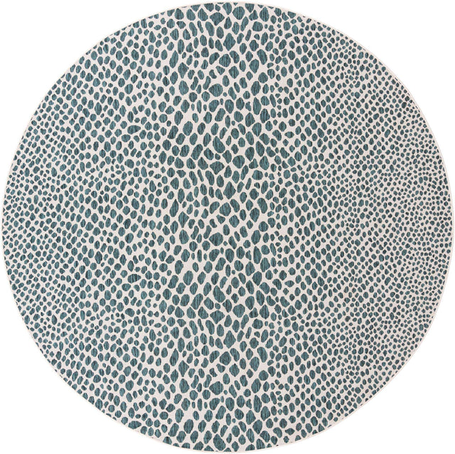 Teal 10' 8 x 10' 8 Jill Zarin Outdoor Round Area Rug Weather Resistant for Patio, Deck, Terrace, Balcony, Porch Durable 100% Polypropylene Carpet for Outside for Sale at Rug Engine