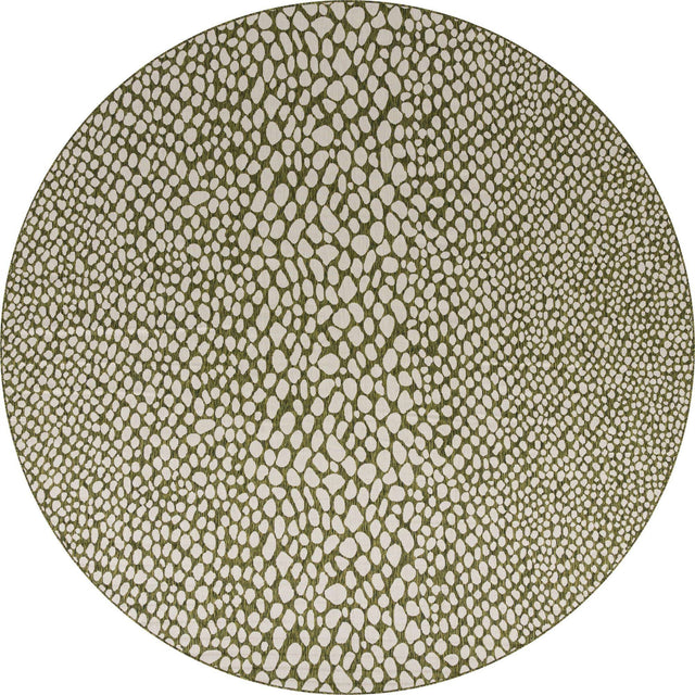Green 13' 1 x 13' 1 Jill Zarin Outdoor Round Area Rug Weather Resistant for Patio, Deck, Terrace, Balcony, Porch Durable 100% Polypropylene Carpet for Outside for Sale at Rug Engine