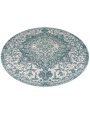 Teal 10' 8 x 10' 8 Jill Zarin Outdoor Round Area Rug Weather Resistant for Patio, Deck, Terrace, Balcony, Porch Durable 100% Polypropylene Carpet for Outside for Sale at Rug Engine