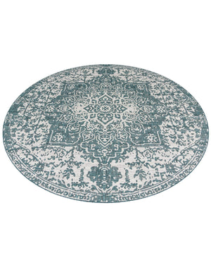 Teal 10' 8 x 10' 8 Jill Zarin Outdoor Round Area Rug Weather Resistant for Patio, Deck, Terrace, Balcony, Porch Durable 100% Polypropylene Carpet for Outside for Sale at Rug Engine