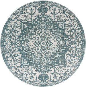 Teal 13' 1 x 13' 1 Jill Zarin Outdoor Round Area Rug Weather Resistant for Patio, Deck, Terrace, Balcony, Porch Durable 100% Polypropylene Carpet for Outside for Sale at Rug Engine