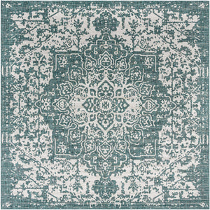Teal 13' 1 x 13' 1 Jill Zarin Outdoor Square Area Rug Weather Resistant for Patio, Deck, Terrace, Balcony, Porch Durable 100% Polypropylene Carpet for Outside for Sale at Rug Engine