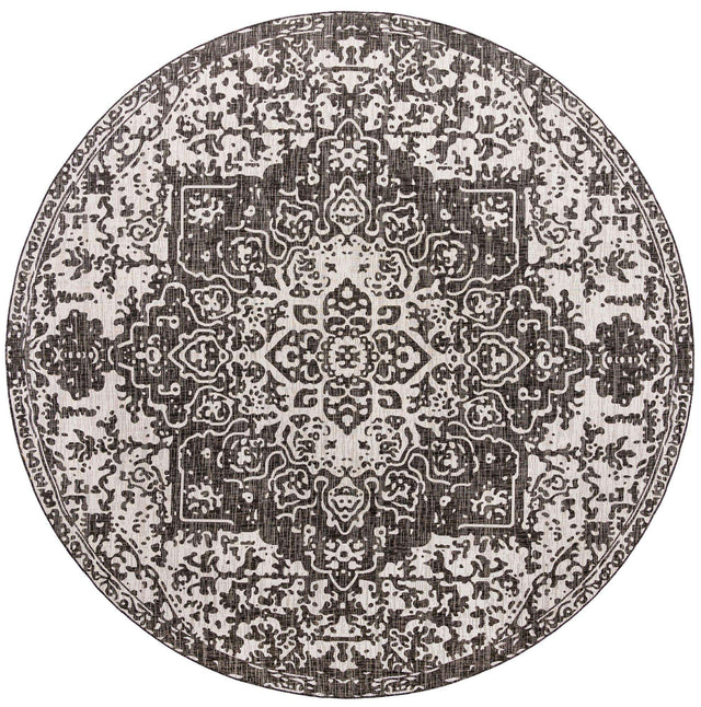 Charcoal Gray 13' 1 x 13' 1 Jill Zarin Outdoor Round Area Rug Weather Resistant for Patio, Deck, Terrace, Balcony, Porch Durable 100% Polypropylene Carpet for Outside for Sale at Rug Engine