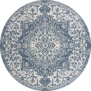 Blue 10' 8 x 10' 8 Jill Zarin Outdoor Round Area Rug Weather Resistant for Patio, Deck, Terrace, Balcony, Porch Durable 100% Polypropylene Carpet for Outside for Sale at Rug Engine