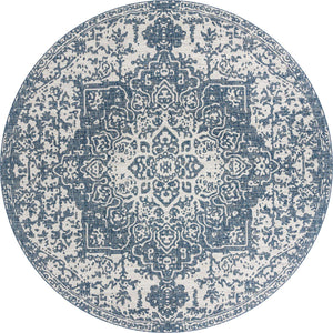 Blue 13' 1 x 13' 1 Jill Zarin Outdoor Round Area Rug Weather Resistant for Patio, Deck, Terrace, Balcony, Porch Durable 100% Polypropylene Carpet for Outside for Sale at Rug Engine