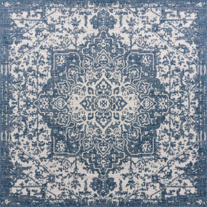 Blue 10' 8 x 10' 8 Jill Zarin Outdoor Square Area Rug Weather Resistant for Patio, Deck, Terrace, Balcony, Porch Durable 100% Polypropylene Carpet for Outside for Sale at Rug Engine