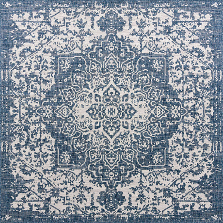 Blue 10' 8 x 10' 8 Jill Zarin Outdoor Square Area Rug Weather Resistant for Patio, Deck, Terrace, Balcony, Porch Durable 100% Polypropylene Carpet for Outside for Sale at Rug Engine
