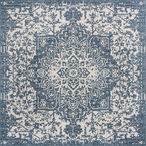 Blue 13' 1 x 13' 1 Jill Zarin Outdoor Square Area Rug Weather Resistant for Patio, Deck, Terrace, Balcony, Porch Durable 100% Polypropylene Carpet for Outside for Sale at Rug Engine