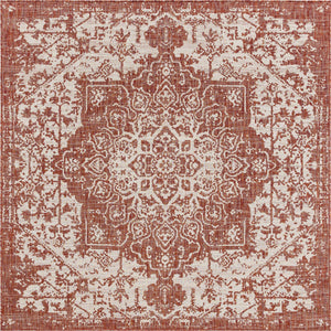 Rust Red 13' 1 x 13' 1 Jill Zarin Outdoor Square Area Rug Weather Resistant for Patio, Deck, Terrace, Balcony, Porch Durable 100% Polypropylene Carpet for Outside for Sale at Rug Engine