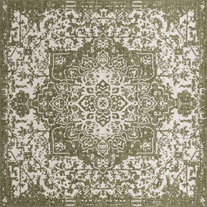 Green 13' 1 x 13' 1 Jill Zarin Outdoor Square Area Rug Weather Resistant for Patio, Deck, Terrace, Balcony, Porch Durable 100% Polypropylene Carpet for Outside for Sale at Rug Engine