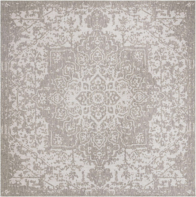 Gray 13' 1 x 13' 1 Jill Zarin Outdoor Square Area Rug Weather Resistant for Patio, Deck, Terrace, Balcony, Porch Durable 100% Polypropylene Carpet for Outside for Sale at Rug Engine