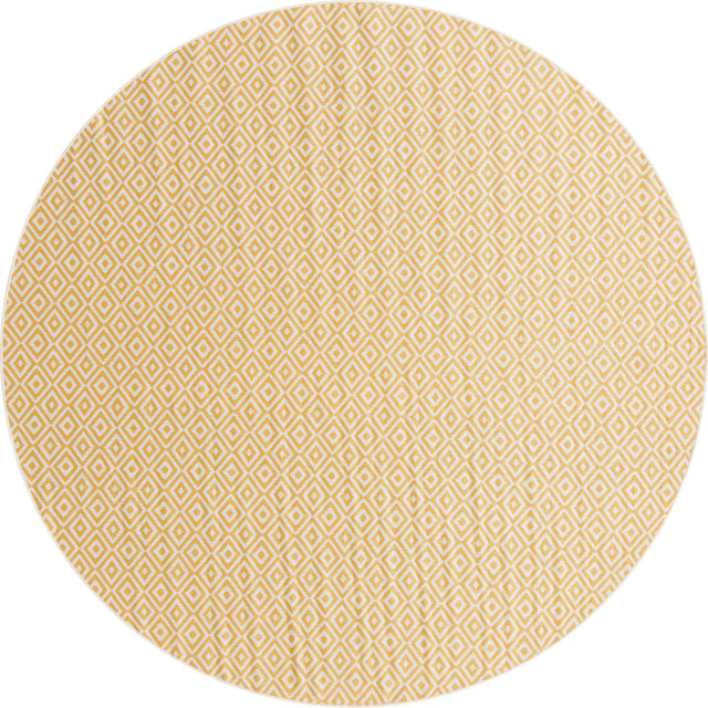 Yellow Ivory 10' 8 x 10' 8 Jill Zarin Outdoor Round Area Rug Weather Resistant for Patio, Deck, Terrace, Balcony, Porch Durable 100% Polypropylene Carpet for Outside for Sale at Rug Engine