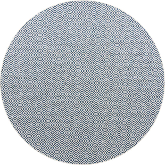 Blue 10' 8 x 10' 8 Jill Zarin Outdoor Round Area Rug Weather Resistant for Patio, Deck, Terrace, Balcony, Porch Durable 100% Polypropylene Carpet for Outside for Sale at Rug Engine