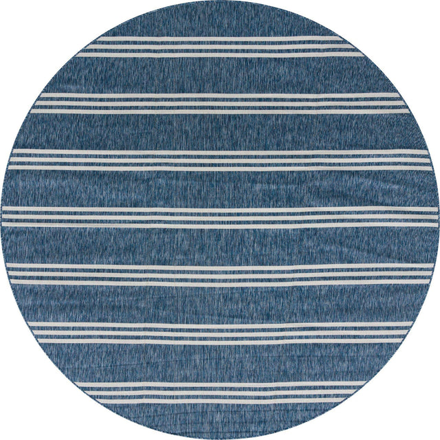 Blue 10' 8 x 10' 8 Jill Zarin Outdoor Round Area Rug Weather Resistant for Patio, Deck, Terrace, Balcony, Porch Durable 100% Polypropylene Carpet for Outside for Sale at Rug Engine