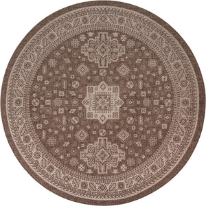 Brown 13' 1 x 13' 1 Outdoor Aztec Round Area Rug Weather Resistant for Patio, Deck, Terrace, Balcony, Porch 100% Polypropylene Traditional Carpet Mat for Sale at Rug Engine