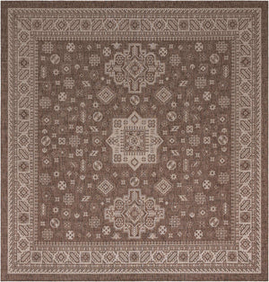 Brown 13' 1 x 13' 1 Outdoor Aztec Square Area Rug Weather Resistant for Patio, Deck, Terrace, Balcony, Porch 100% Polypropylene Traditional Carpet Mat for Sale at Rug Engine
