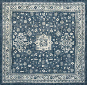 Blue 13' 1 x 13' 1 Outdoor Aztec Square Area Rug Weather Resistant for Patio, Deck, Terrace, Balcony, Porch 100% Polypropylene Traditional Carpet Mat for Sale at Rug Engine