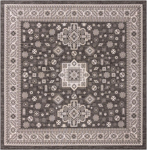 Charcoal Gray 13' 1 x 13' 1 Outdoor Aztec Square Area Rug Weather Resistant for Patio, Deck, Terrace, Balcony, Porch 100% Polypropylene Traditional Carpet Mat for Sale at Rug Engine
